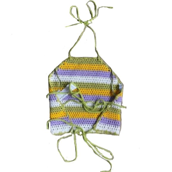 Brand New Multi-Coloured Striped ZARA CROCHETED HALTER TOP - Picture 8 of 13